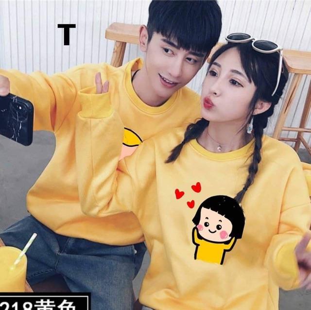 Áo cặp áo đôi nam nữ icon tim dễ thương