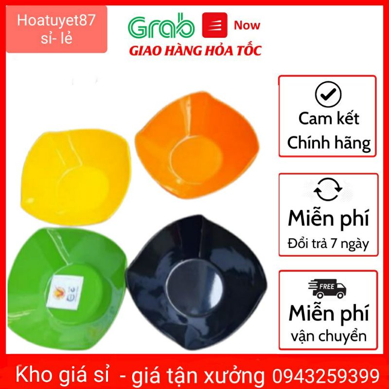 Bát tô nhựa phíp đựng chè - bát ăn hoa quả dầm - mẫu vuông lượn sóng
