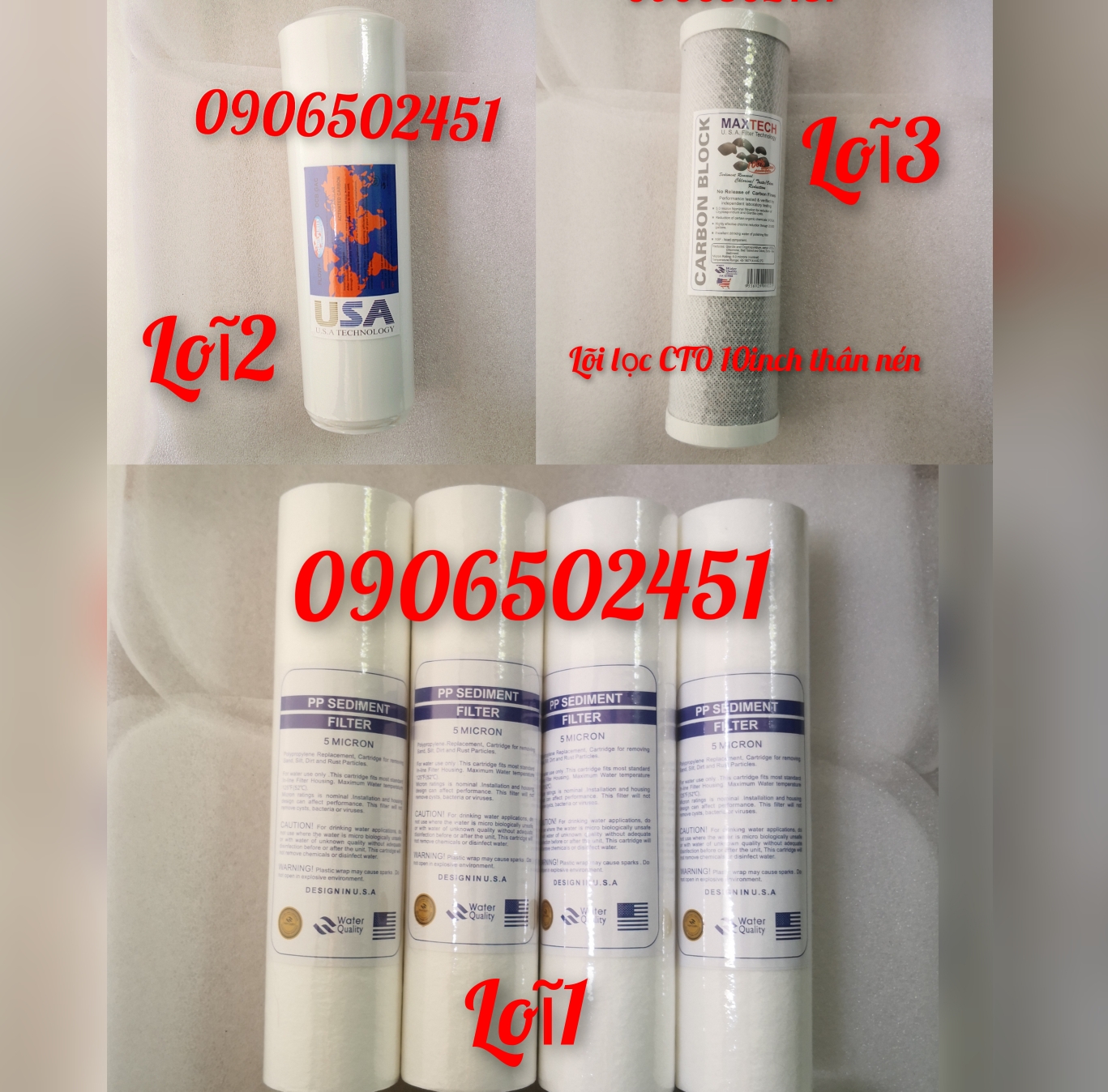 Combo Bộ sản phẩm 6 lõi lọc 10inch