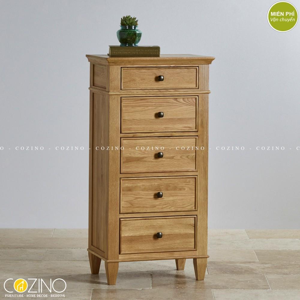 Tủ ngăn kéo đứng Holy 5 hộc gỗ sồi