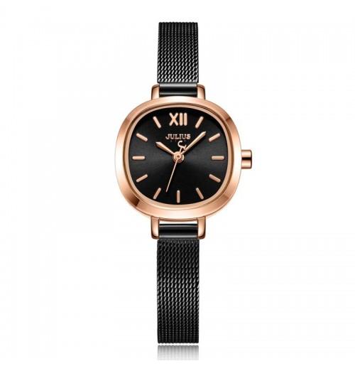 Đồng hồ nữ js-026d julius star hàn quốc dây thép - đen