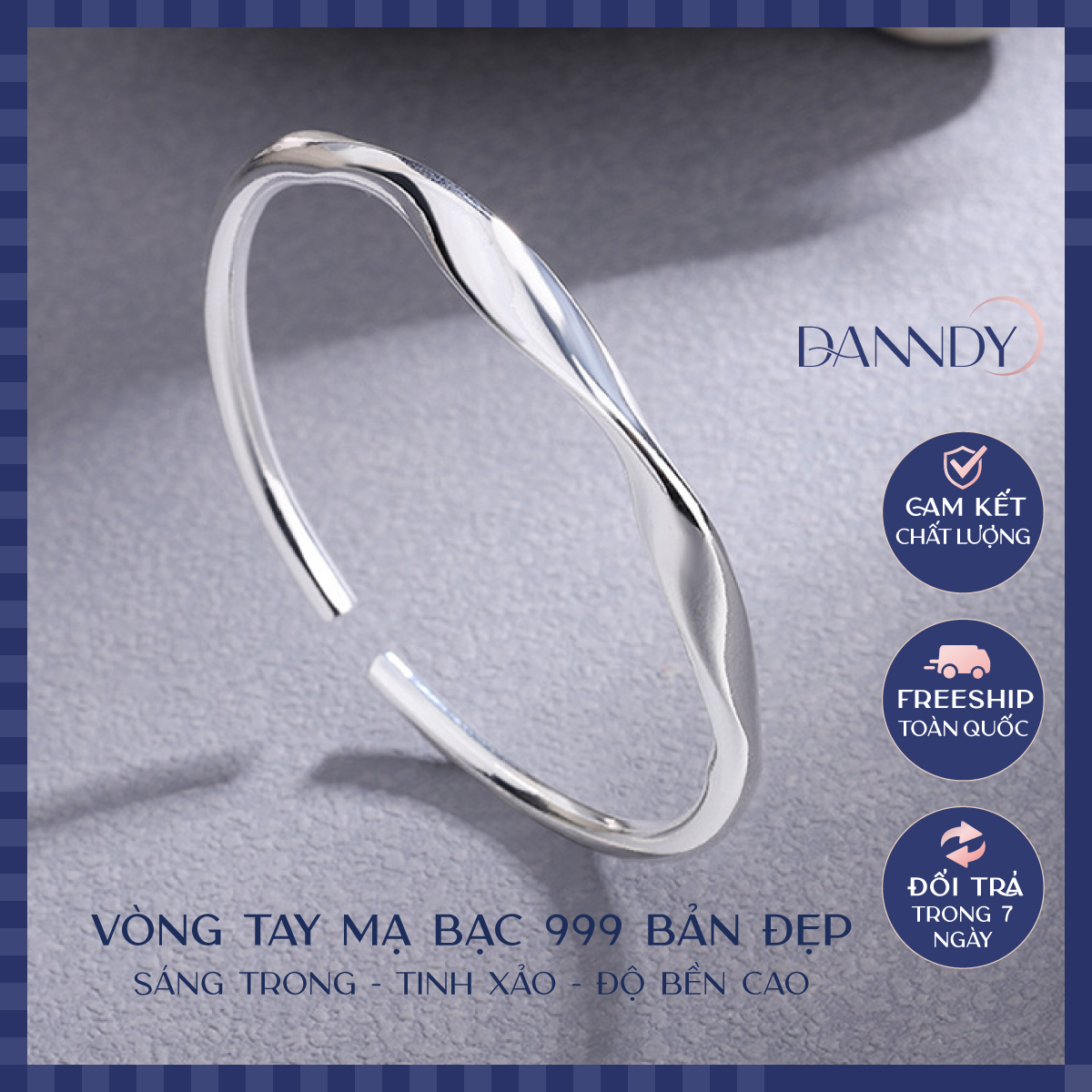 Vòng tay nữ nam mạ bạc cao cấp vòng tay unisex cá tính vòng cuff đeo tay cho nữ đẹp kiềng đeo tay nữ đơn giản | Dandy