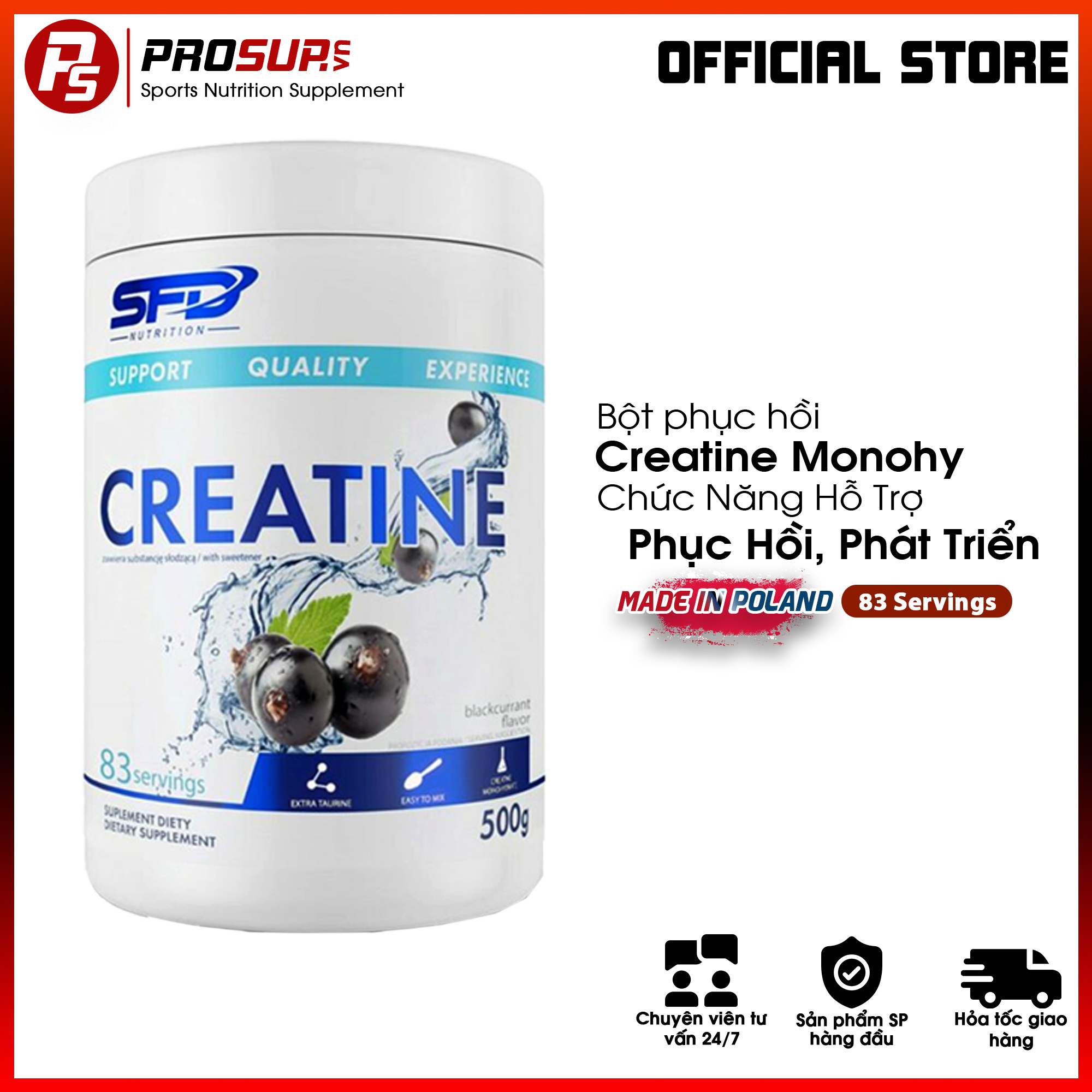 SFD Nutrition Creatine Monohydrate Tăng Cơ, Tăng Sức Mạnh & Hiệu Suất Tập Luyện