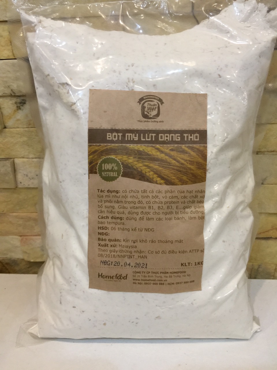 1 kg bột mỳ lứt dạng thô thuần việt thực phẩm dưỡng sinh