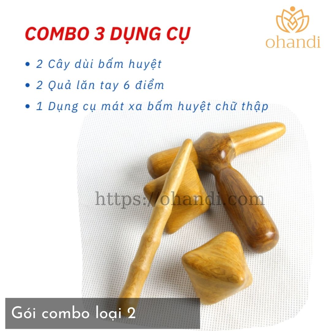 Dụng cụ mát xa bấm huyệt cầm tay - combo 3 món lựa chọn linh hoạt