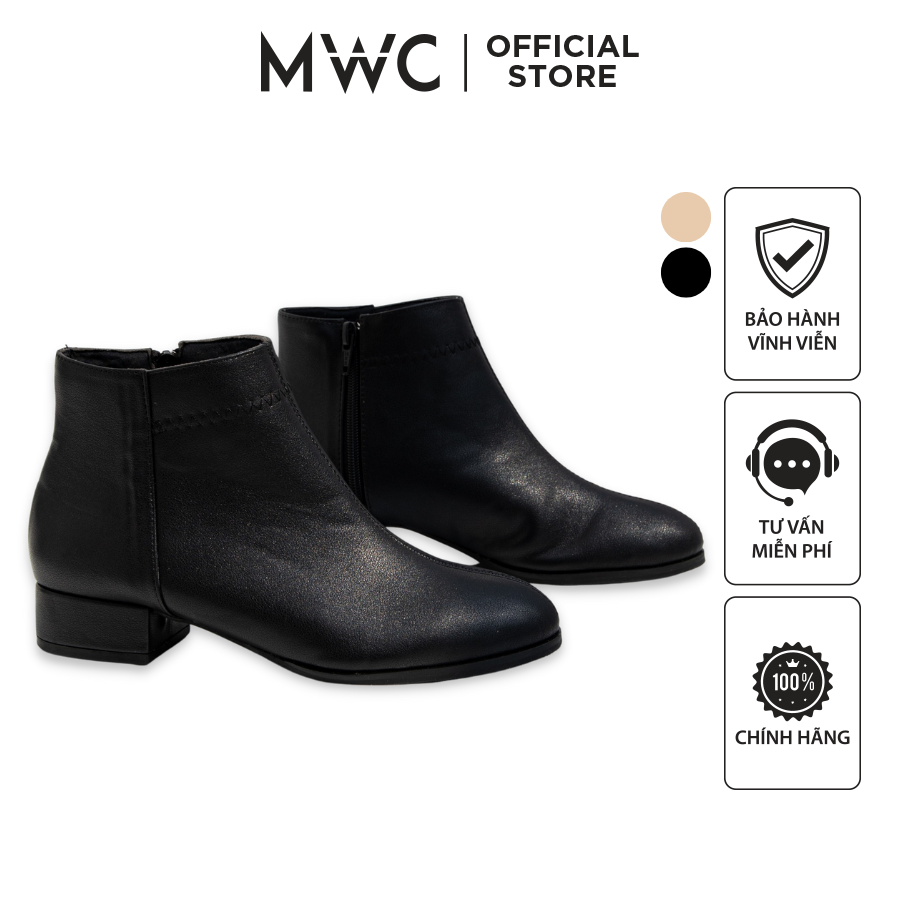 Giày Boots Nữ thời trang MWC Boots cổ thấp gót vuông 3p dáng bốt thấp phong cách hàn quốc NUBO- 9102