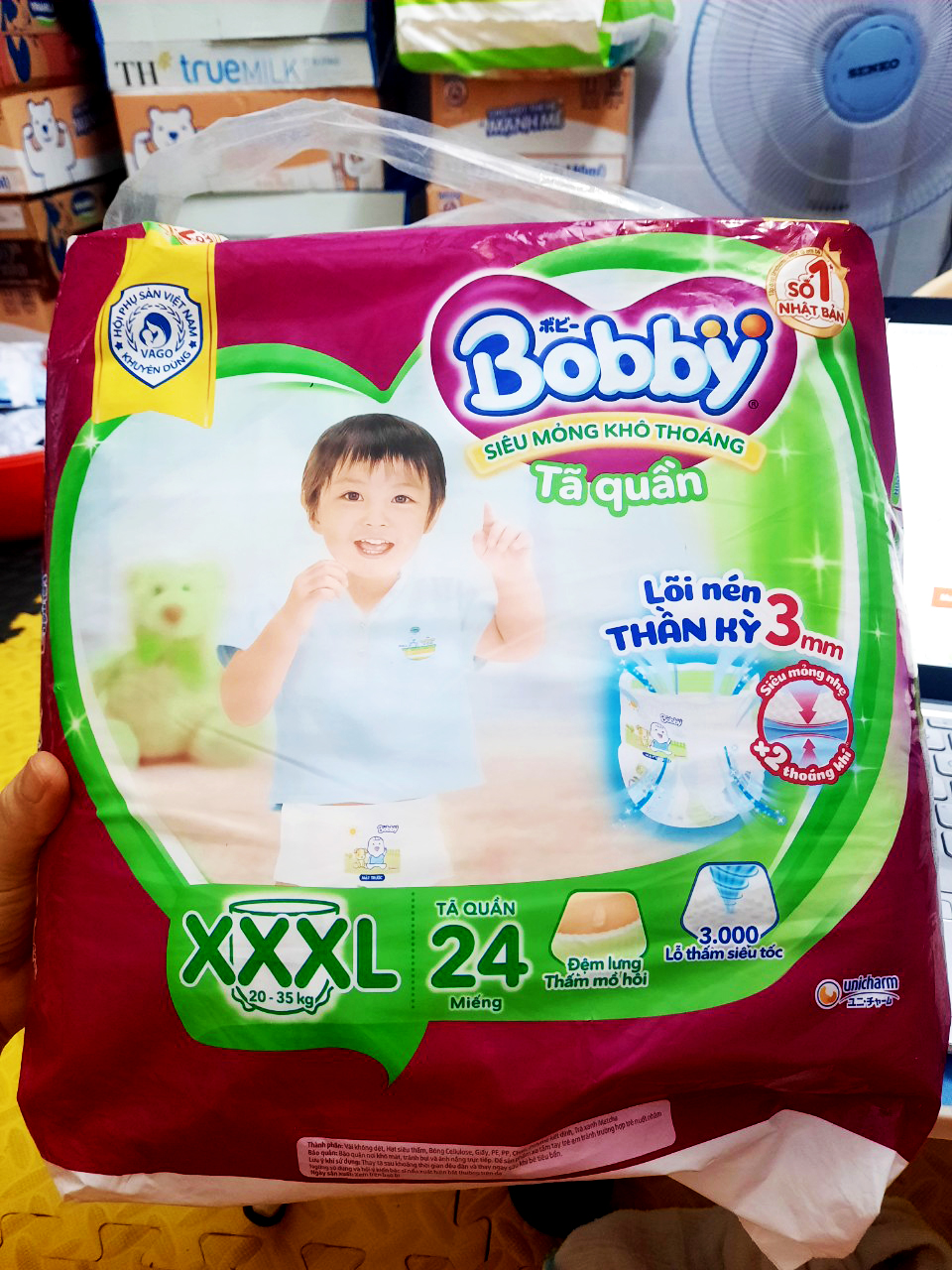Tã quần bobby size xxxl24 miếng