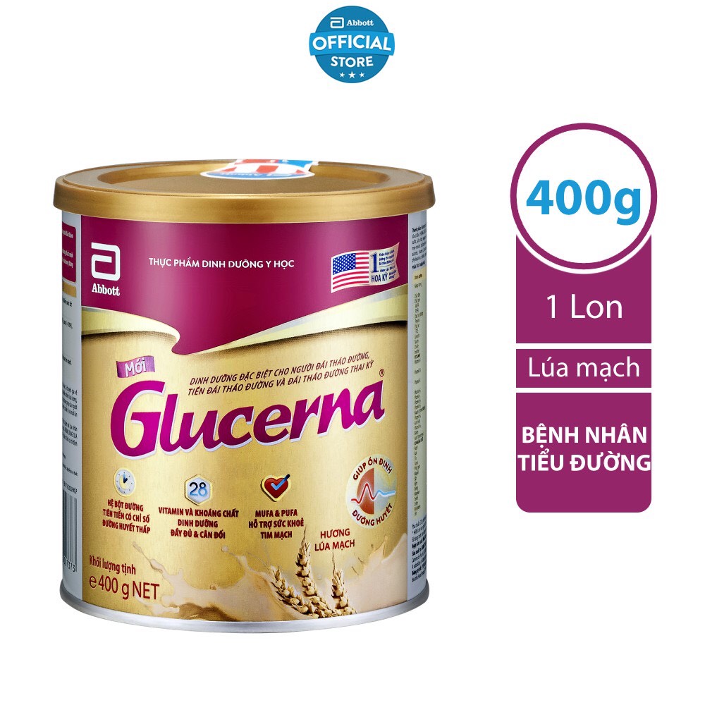 Sữa bột Glucerna lúa mạch dành cho người tiểu đường 400g