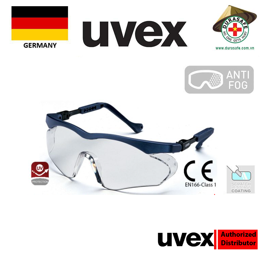 Kính bảo hộ uvex 9197265 skyper sx2 safety safety glasses blue frame clear supravision hc-af anti-fog len