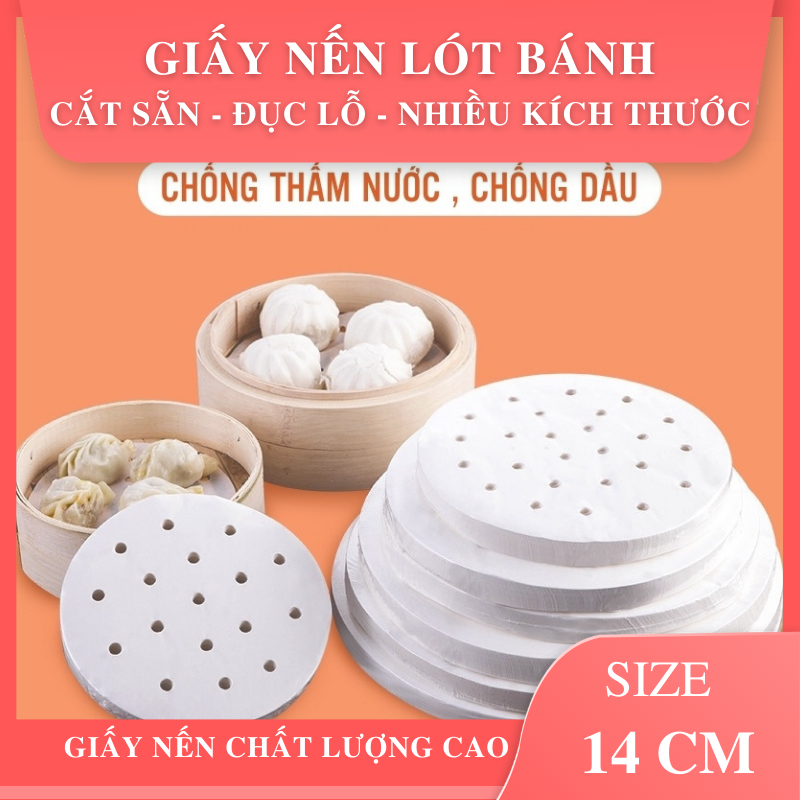 Giấy nến chống dính lót bánh, nồi chiên, xửng hấp - hình tròn có đục lỗ - đường kính 14cm