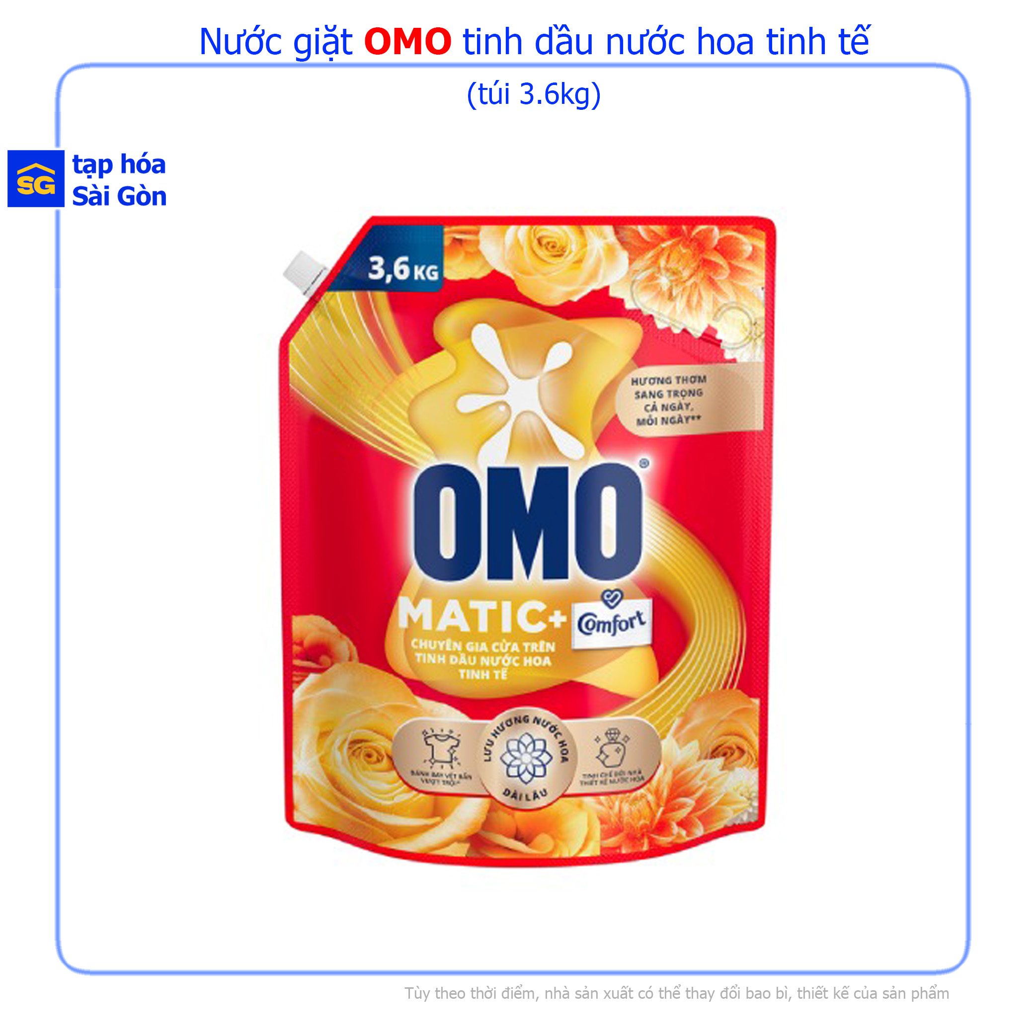 Omo Matic Top-Load Laundry Detergent with Delicate Perfume Essential Oils, 3.6kg Bag