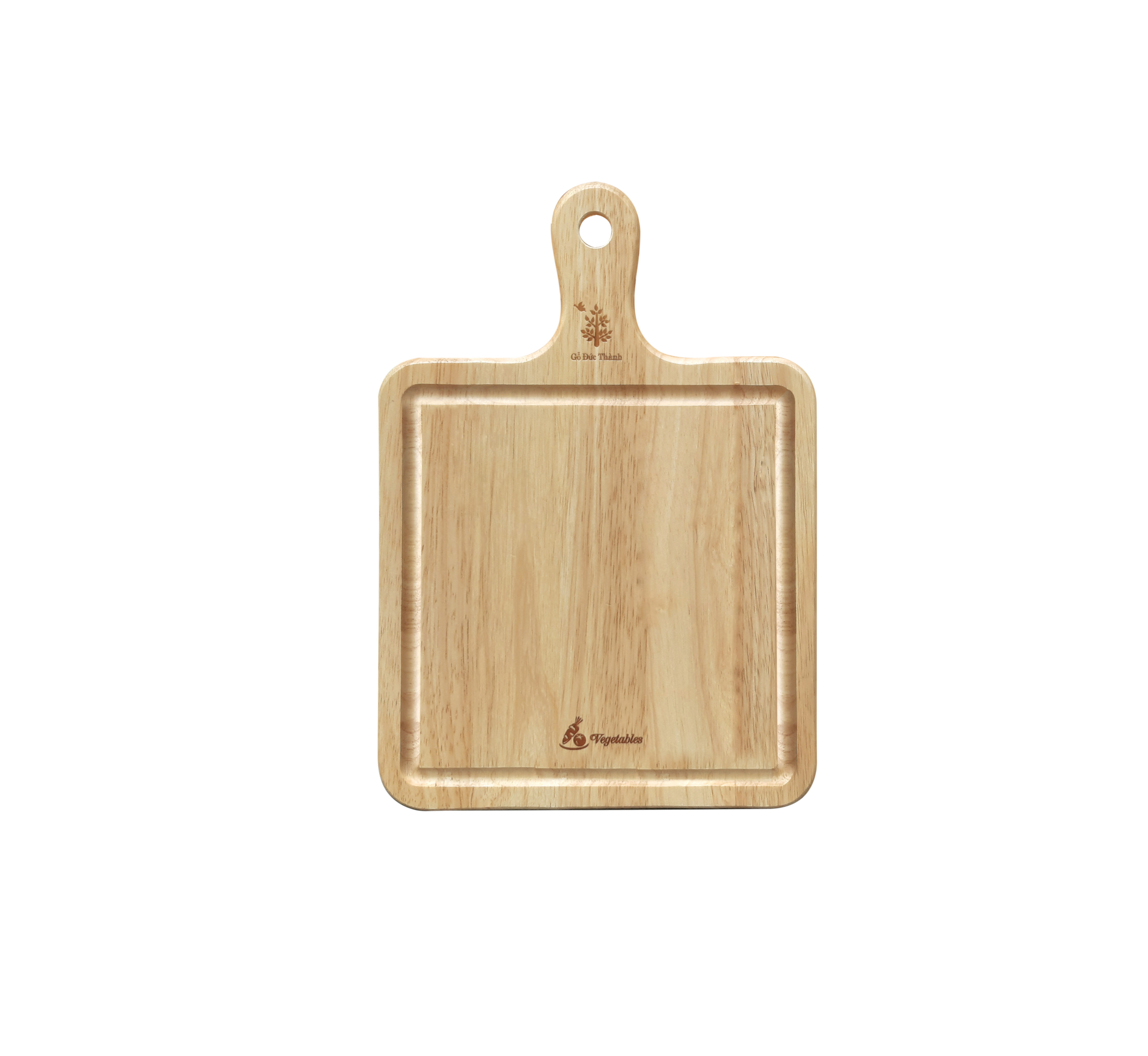 Thớt gỗ vuông tay cầm cắt rau củ Gỗ Đức Thành 04433