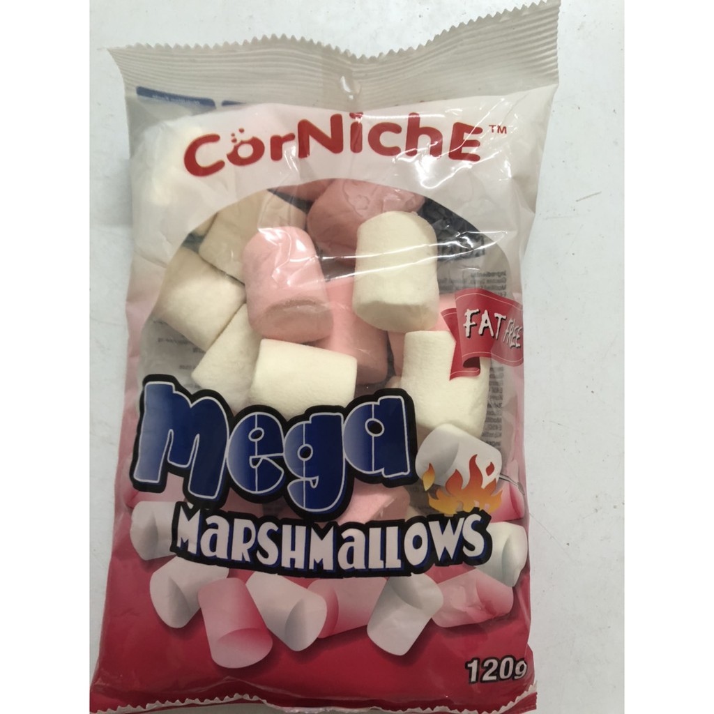 Kẹo xốp masmalow corniche gói 120g màu trắng hồng
