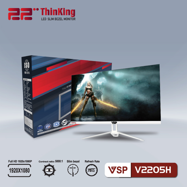 Màn hình phẳng LED VSP 22inch tràn viền V2205H - Coi Phim/Chơi Game Siêu Mượt