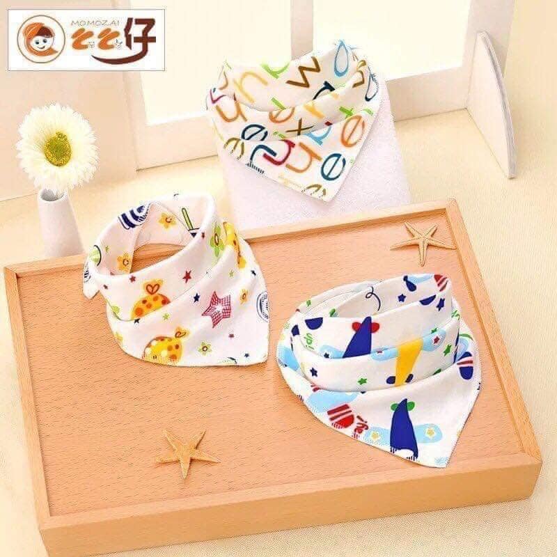 Combo 10 Khăn yếm tam giác sành điệu cho bé có cúc cài sau cổ
