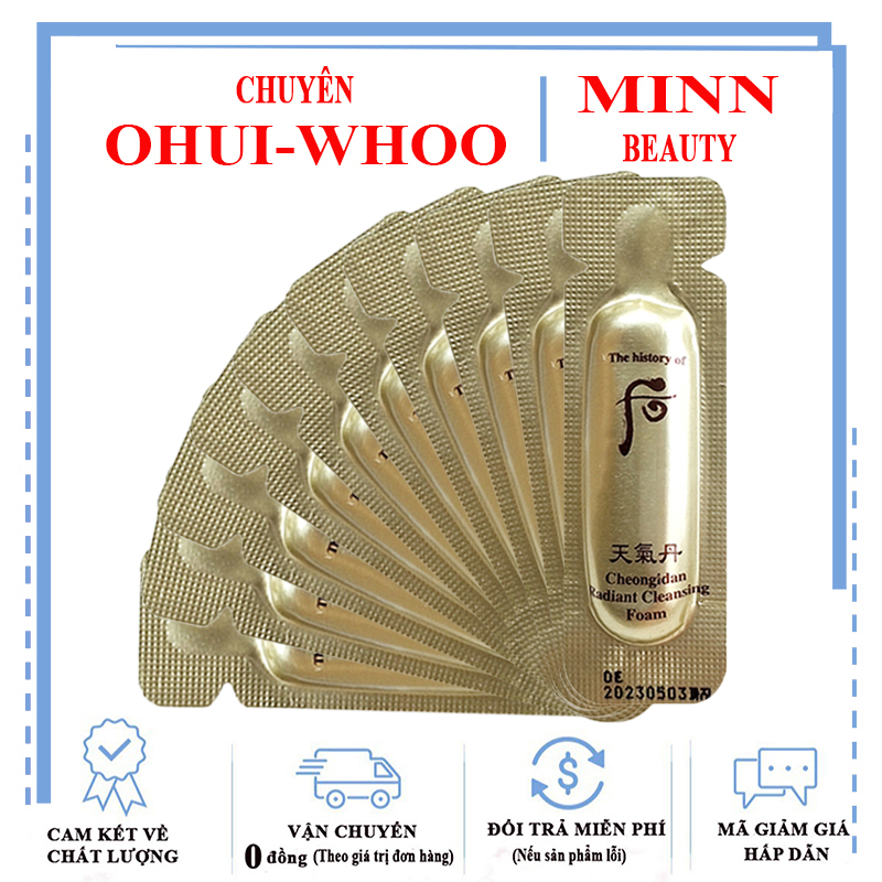 Combo 10 sữa rửa mặt cao cấp whoo hwahuyn cleansing foam 1ml x 10