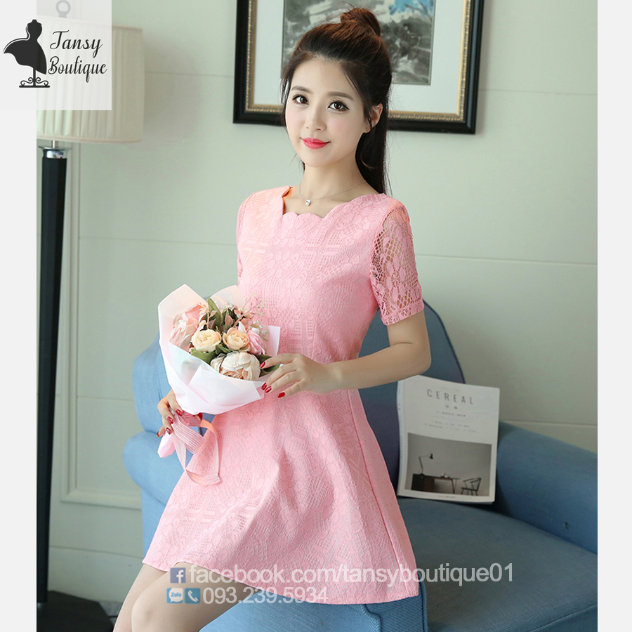Váy chữ A kiểu Hàn Quốc, váy ren mềm mại, thời trang dạo phố dự tiệc