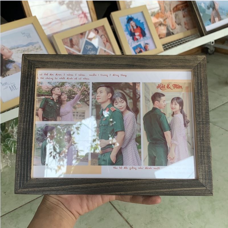 Khung ảnh gỗ thông để bàn và treo tường a4 a5 21x30 cm 15x21 cm