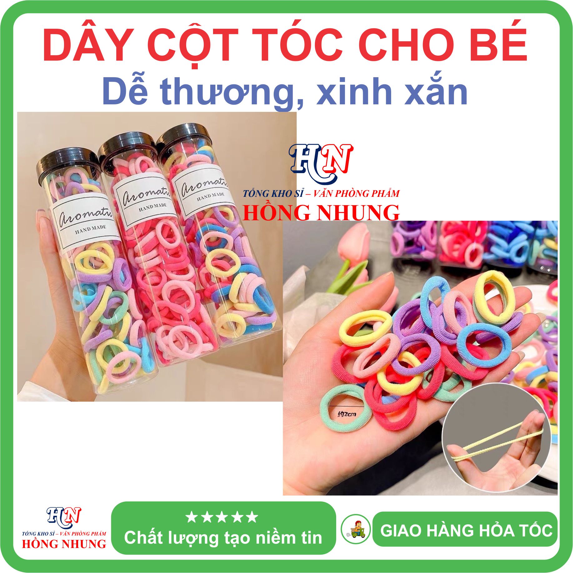 [SÉT] Bịch 100 Dây Buộc Tóc Co Giãn Tốt Phong Cách Hàn Quốc, Màu Sắc Dễ Thương Xinh Xắn
