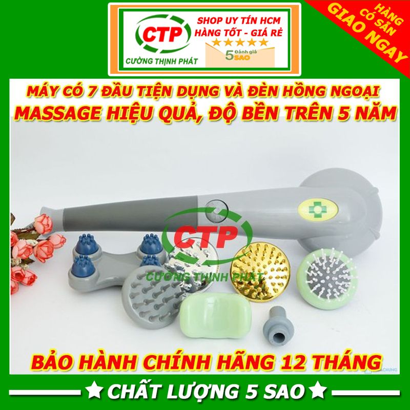 Máy Massage Cầm Tay Mát Xa Lưng Cổ Hồng Ngoại 7 Đầu KING MASSAGER