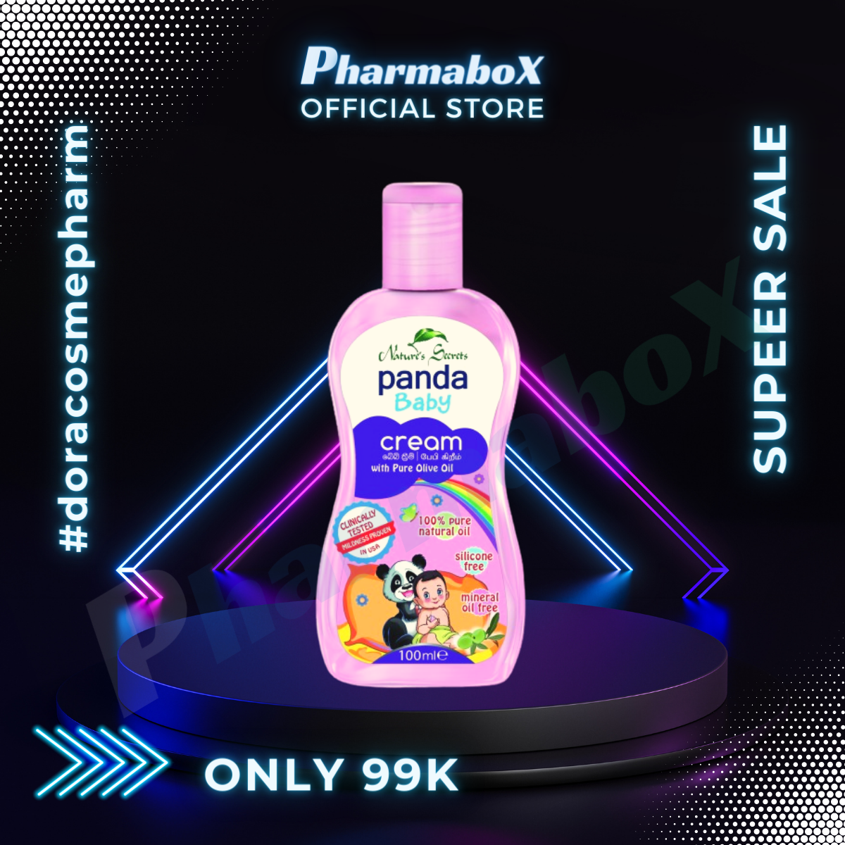 [Freeship Max - Quà tặng đơn từ 135k] Kem dưỡng da cho bé Panda Baby Cream With Pure Olive Oil 100ml