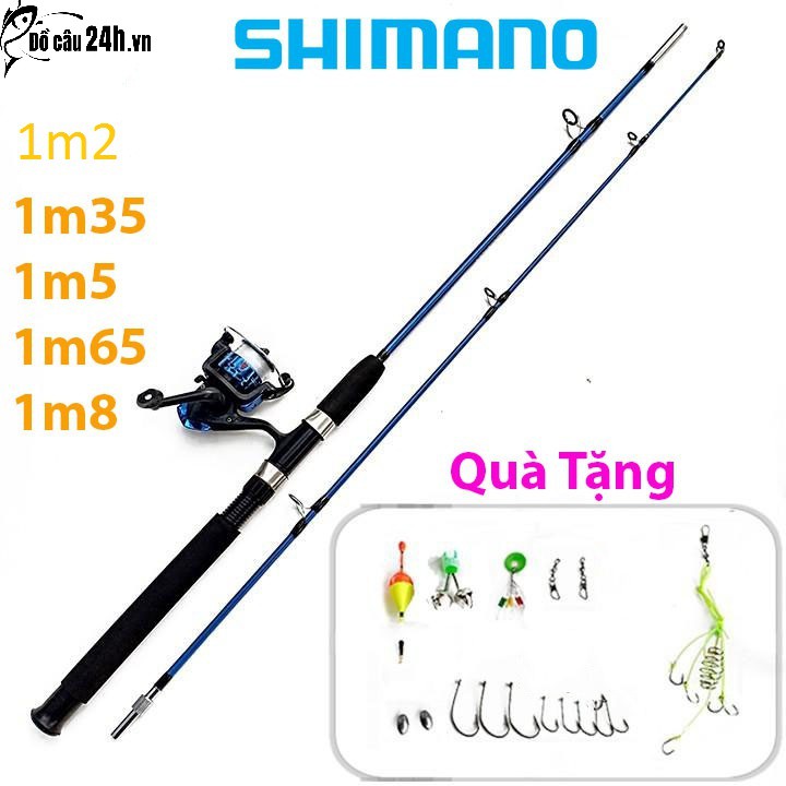 Bộ cần câu máy Shimano 2 khúc đặc 1m2 - 1m8 Cùng Phụ Kiện 4.8-Đồ Câu 24H