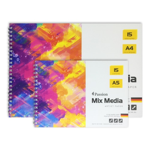 Sổ vẽ màu nước, Passion, mix media, 250gsm, A4 hoặc A5