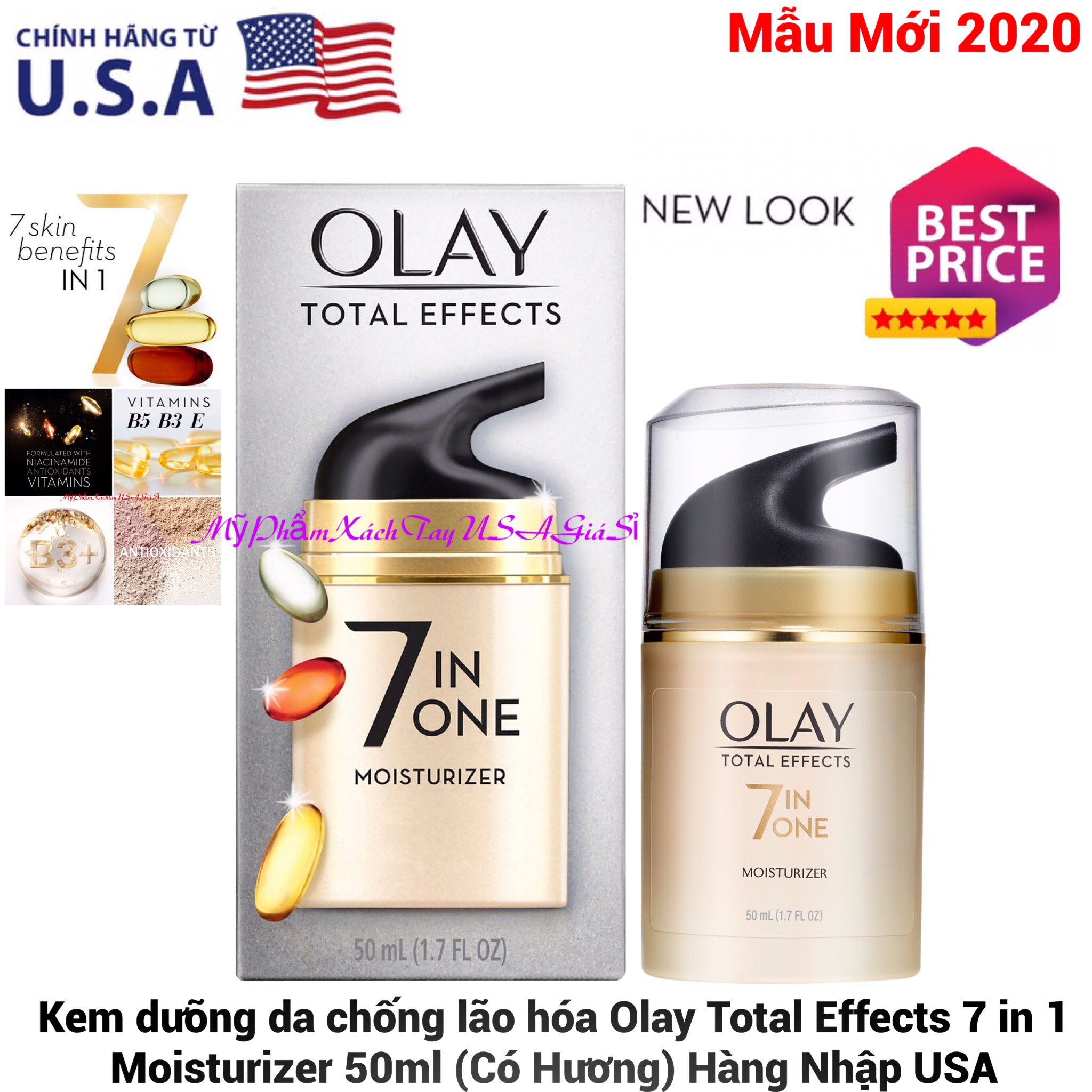 Kem Dưỡng Da Chống Lão Hóa Olay Total Effects 7in1 Face Moisturizer 50 ml (Có Hương) Hàng Mỹ