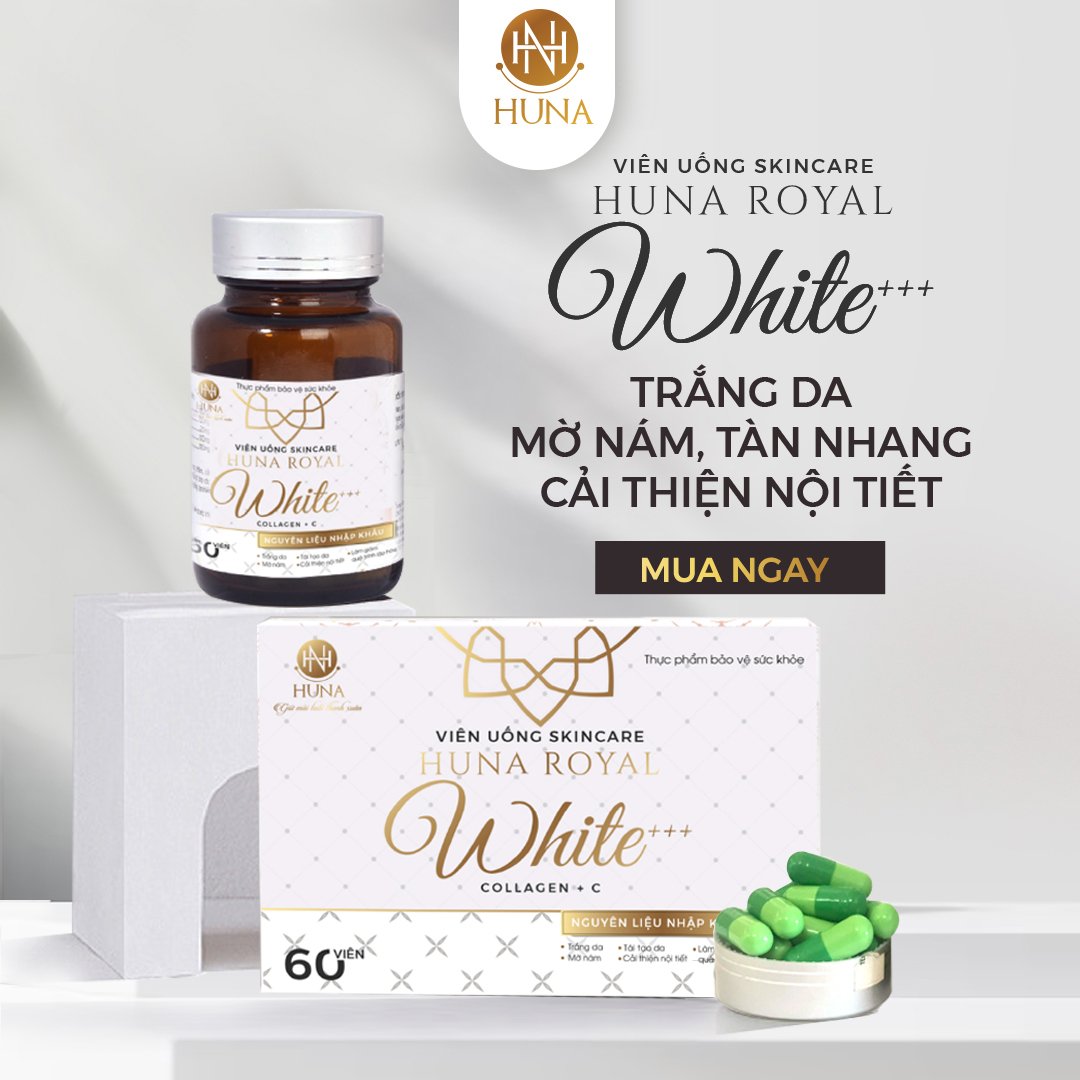 ( 100% Uy tín) Viên uống Skincare HUNA Royal White phiên bản mới Trắng da, Mờ nám, ổn định tiết tố, 