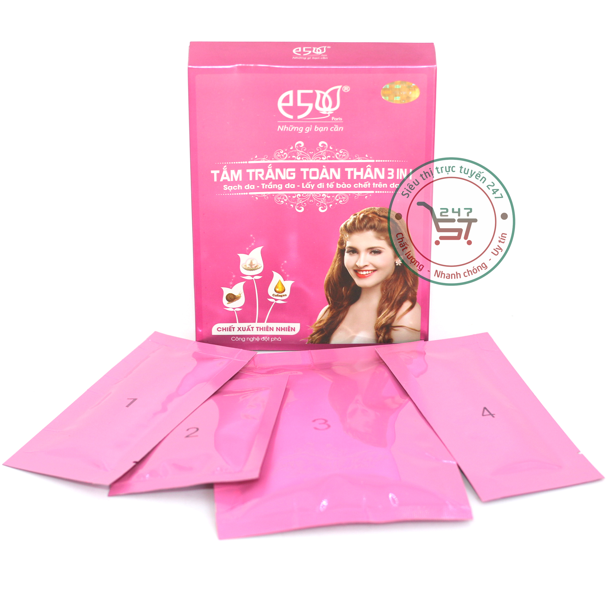 Kem body tắm Trắng toàn thân dưỡng Trắng da Giữ ẩm Tái tạo Se khít lỗ chân lông E5 3in1 150g