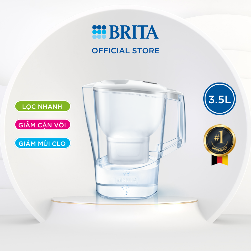 Bình lọc nước BRITA Aluna XL White 3.5L (có sẵn 1 lõi lọc Maxtra Plus)-Thương hiệu đến từ Đức