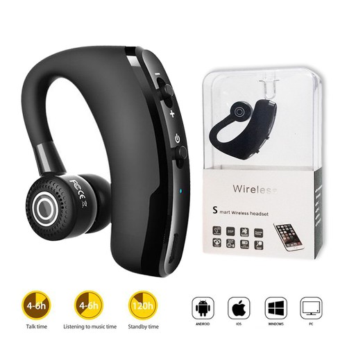 Tai nghe bluetooth v9 móc tai tích hợp micro chất lượng cao, tai nghe v9 + tặng kèm cáp sạc trị giá 15k
