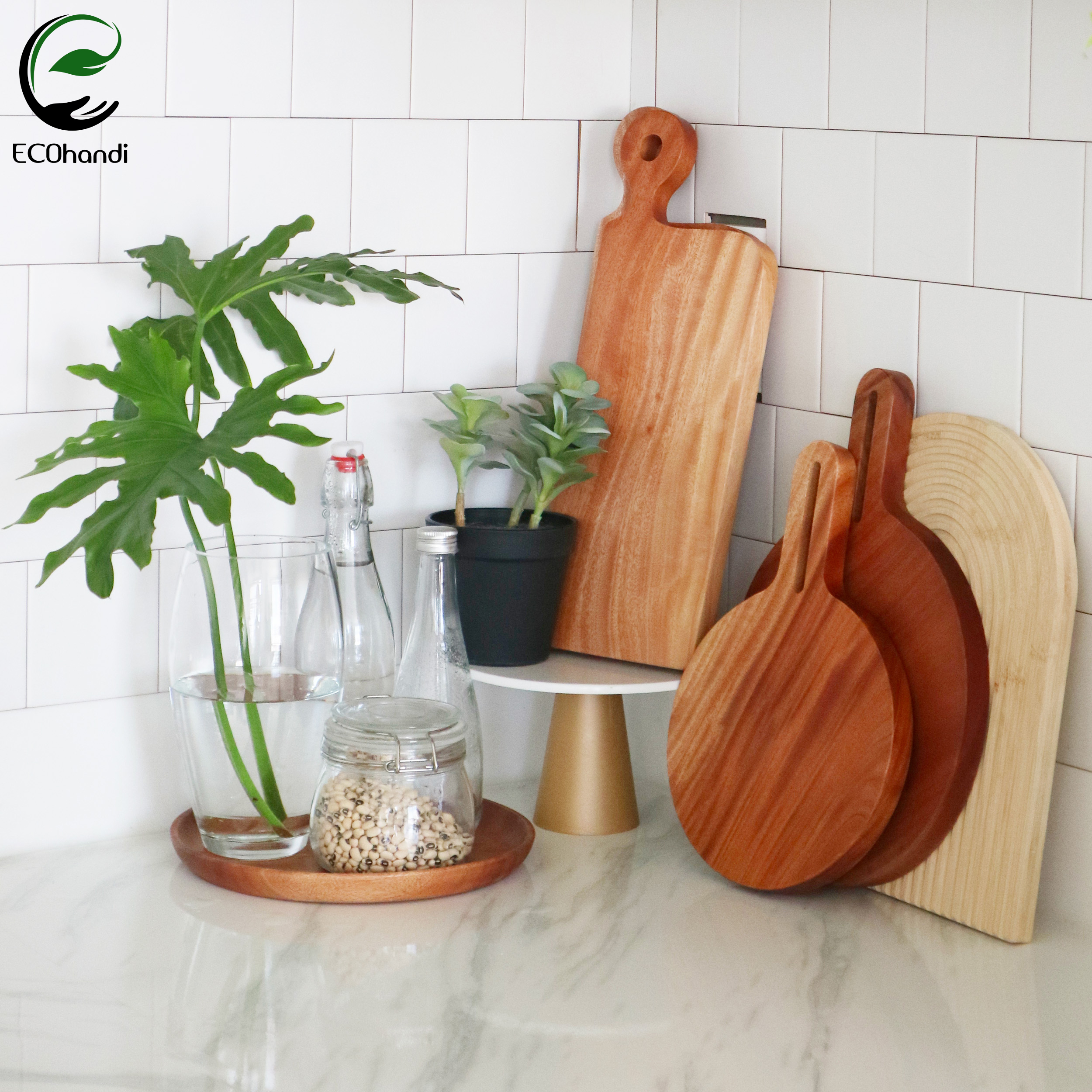 Dĩa gỗ/đĩa gỗ ECOhandi đựng thức ăn trang trí | Dĩa tròn