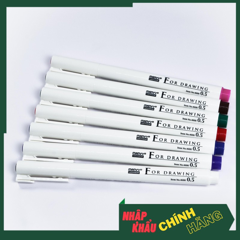Bút đi nét màu, bút line marvy uchida 4600 - đi nét, vẽ line art, truyện tranh