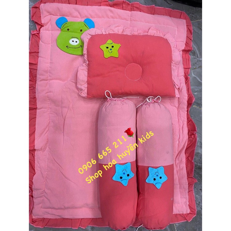 Bộ nệm gối bộ gối chặn cho bé sơ sinh 0-12 tháng Ảnh thật