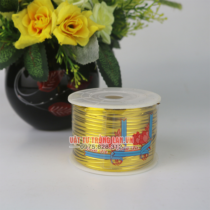 Cuộn dây kim tuyến màu vàng lõi kẽm 100 m