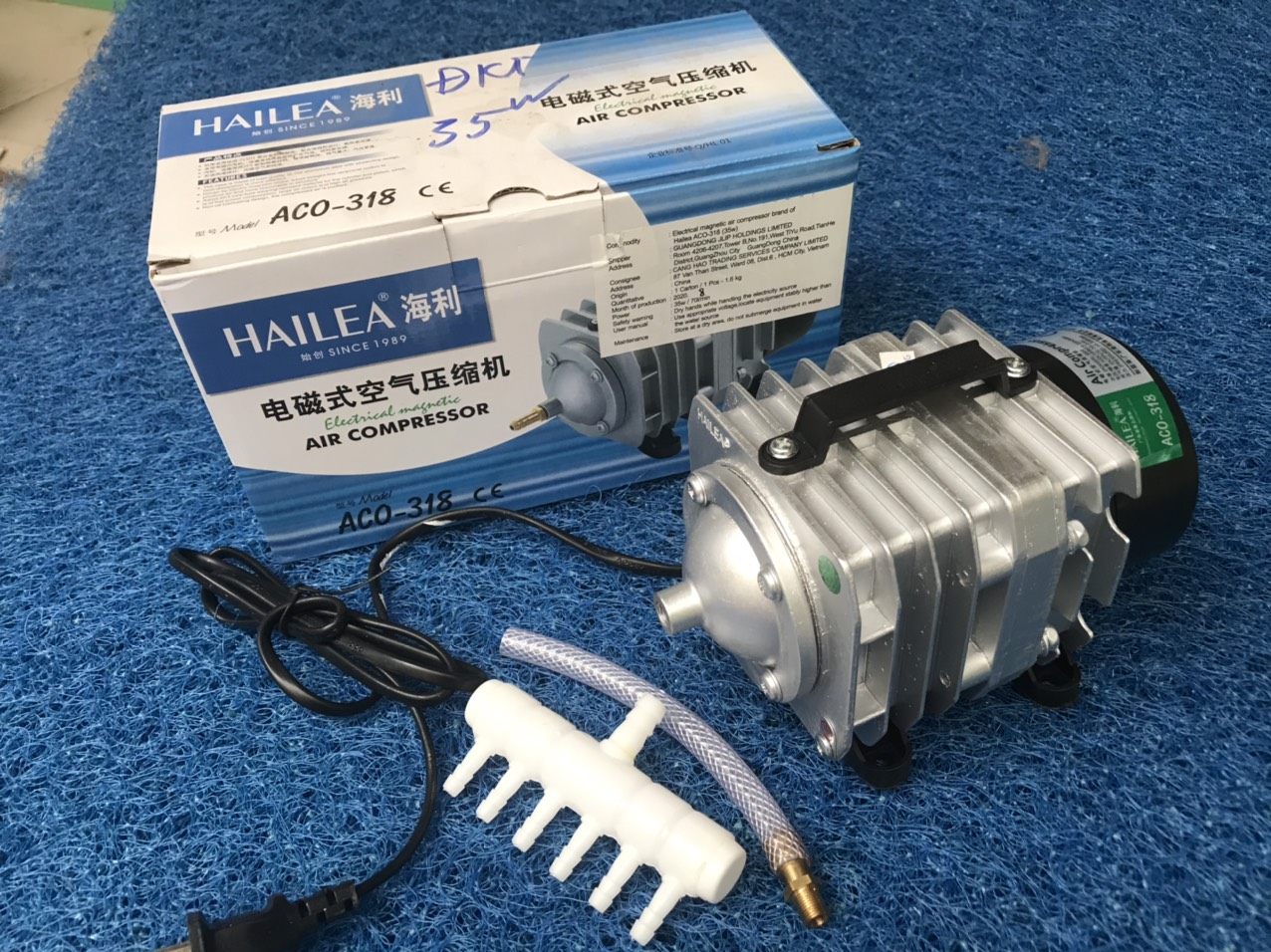 Máy sủi điện Hailea 35W tặng kèm 8m dây 6 quả sủi