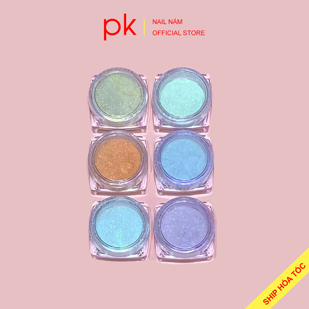 Set tráng gương ánh cầu vồng 6 hũ trang trí móng