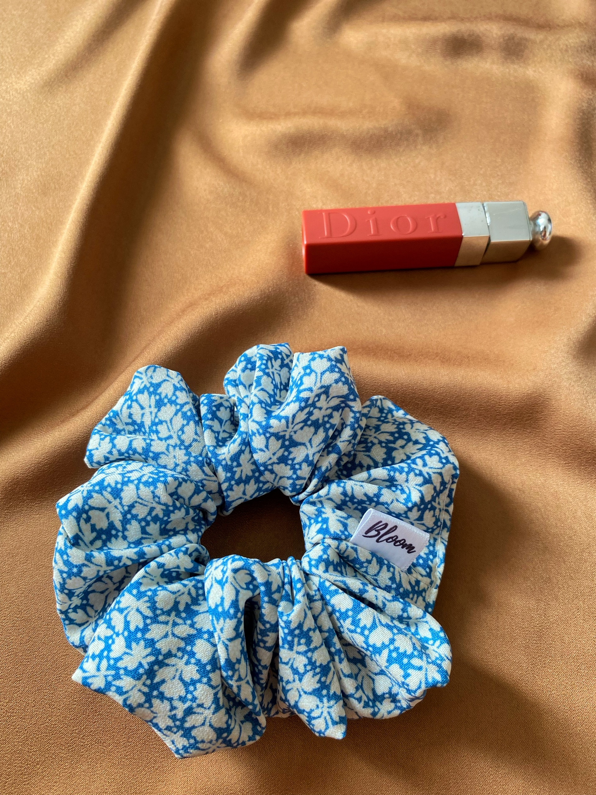 Dây cột tóc hoa nhí xanh cotton Standard_ Scrunchies