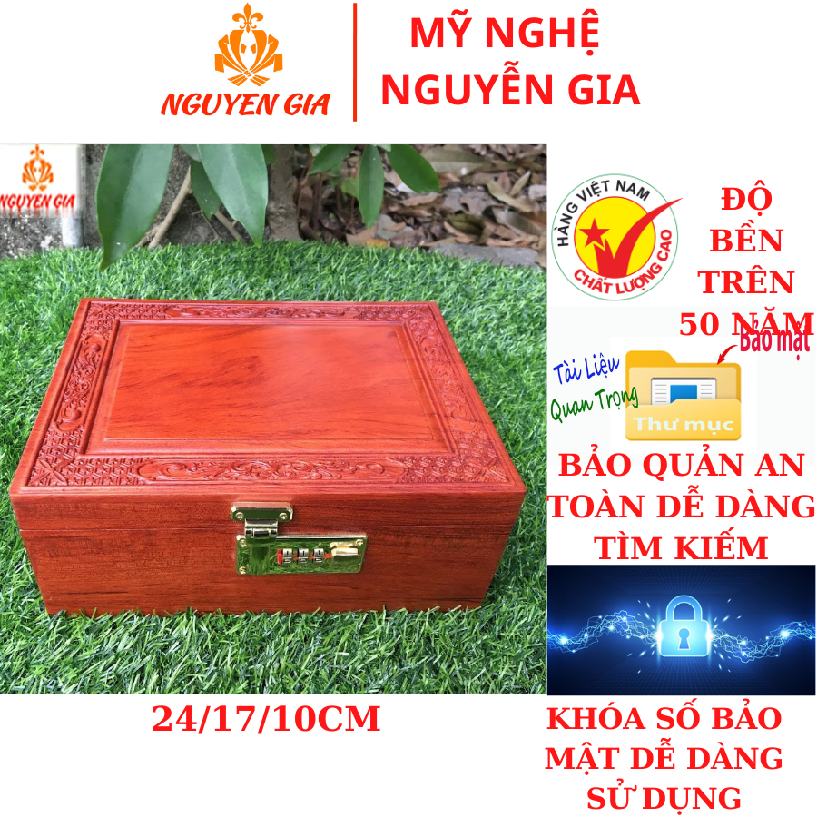 Hộp đựng trang sức đồ cá nhân con dấu công ty bằng gỗ Hương