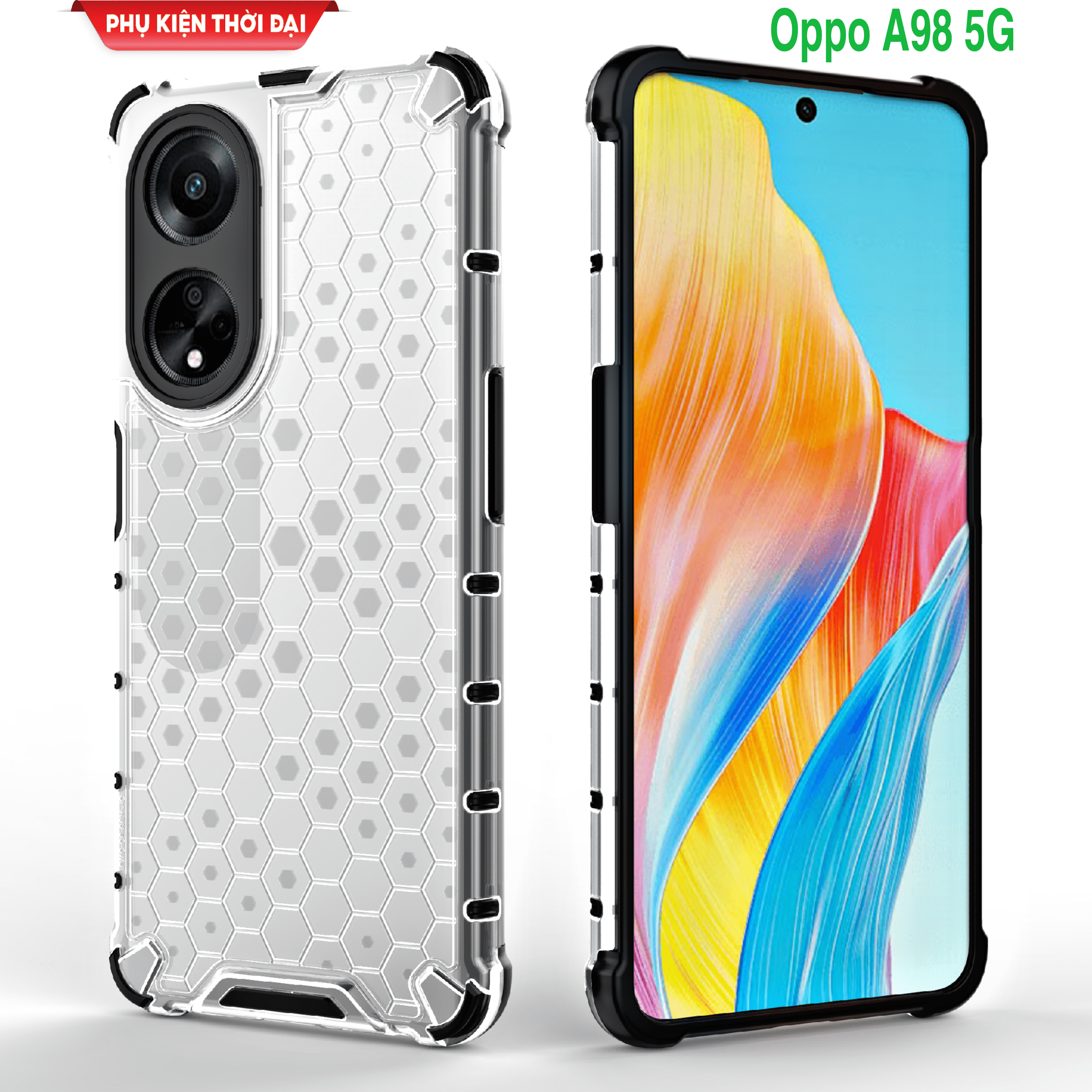 Ốp lưng Oppo A98 5G chống sốc vân tổ Ong lục lăng kiểu dáng UAG cao cấp