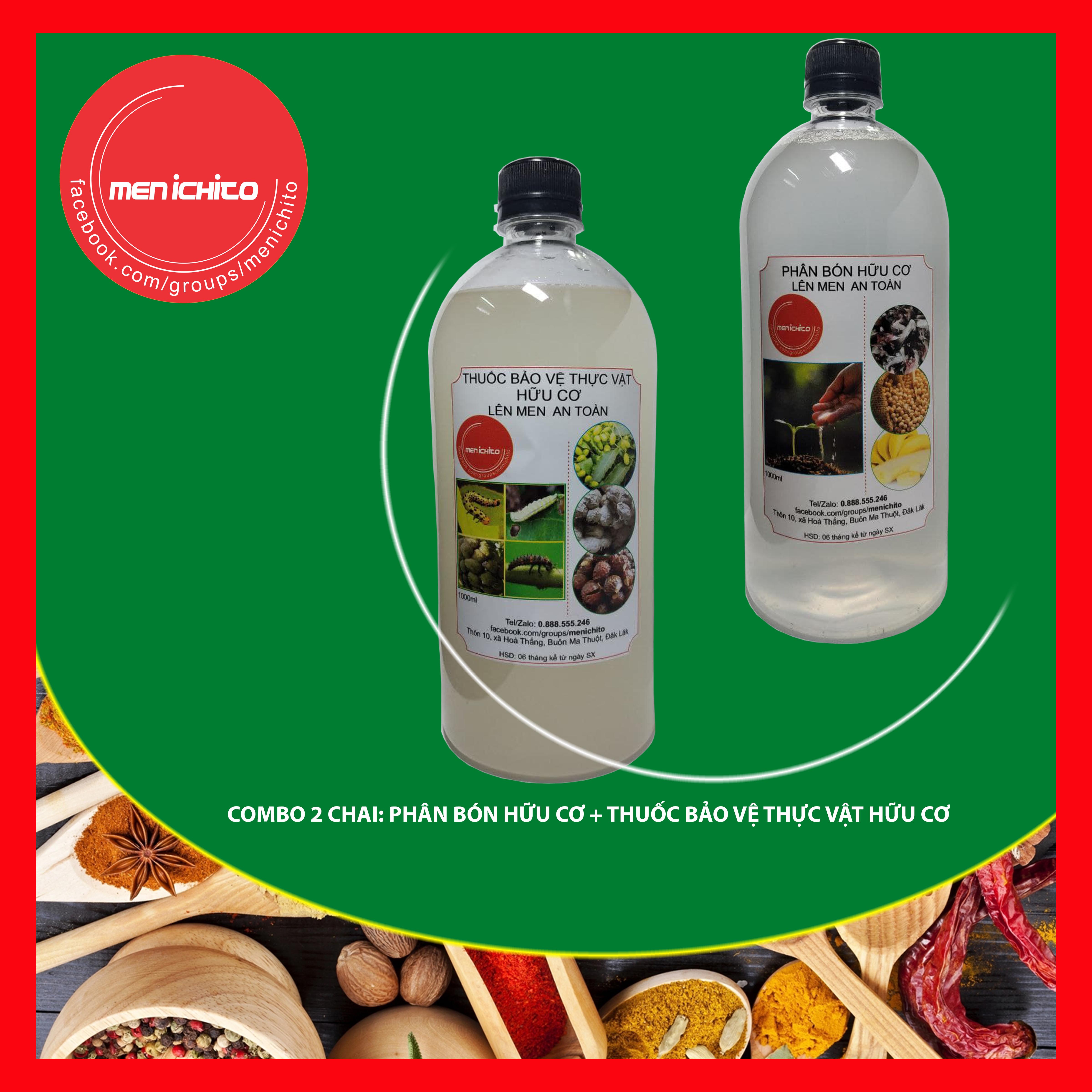 Combo 2 sản phẩm - phân bón hữu cơ và thuốc bảo vệ thực vật hữu cơ