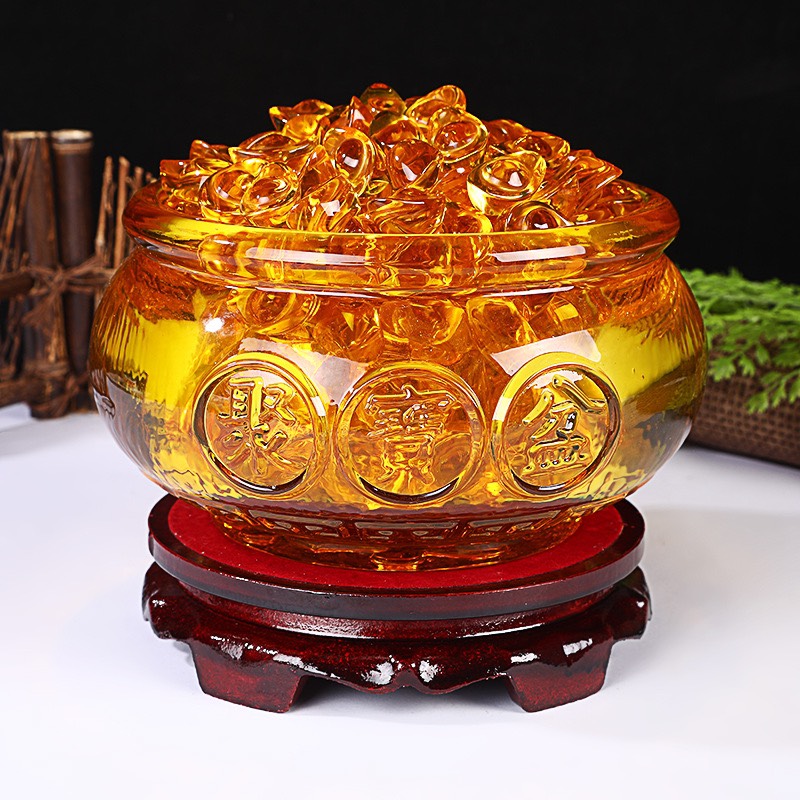 Bát thỏi vàng thủy tinh phale kim nguyên bảo - bát tụ bảo thỏi vàng pha lê