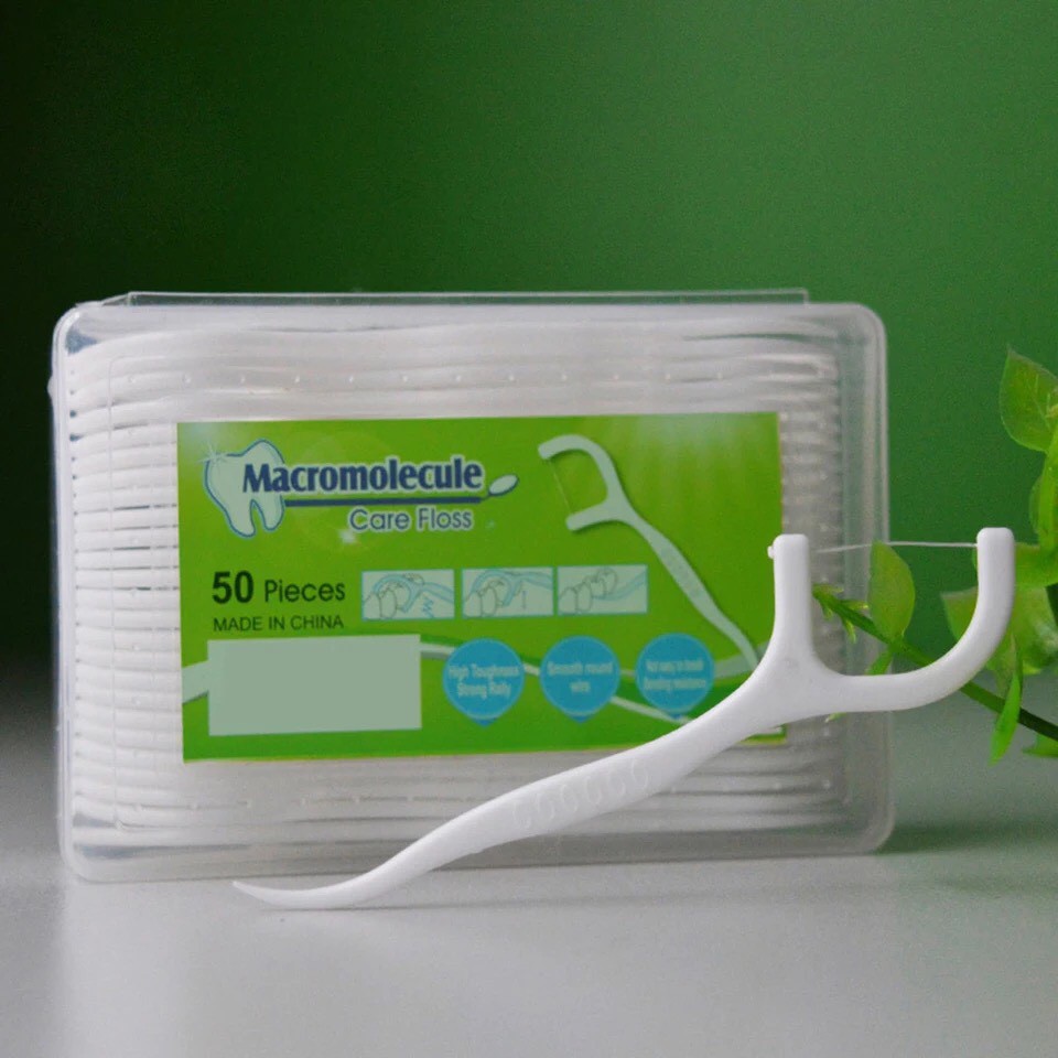 Hộp 50 tăm chỉ nha khoa xỉa răng macromolecule