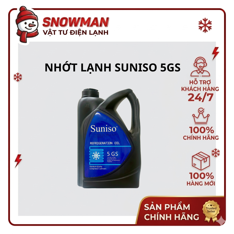 Nhớt Lạnh Suniso 5GS 4L – Dầu Máy Nén Lạnh, Dùng Cho Máy Lạnh Tủ Lạnh Kho Lạnh