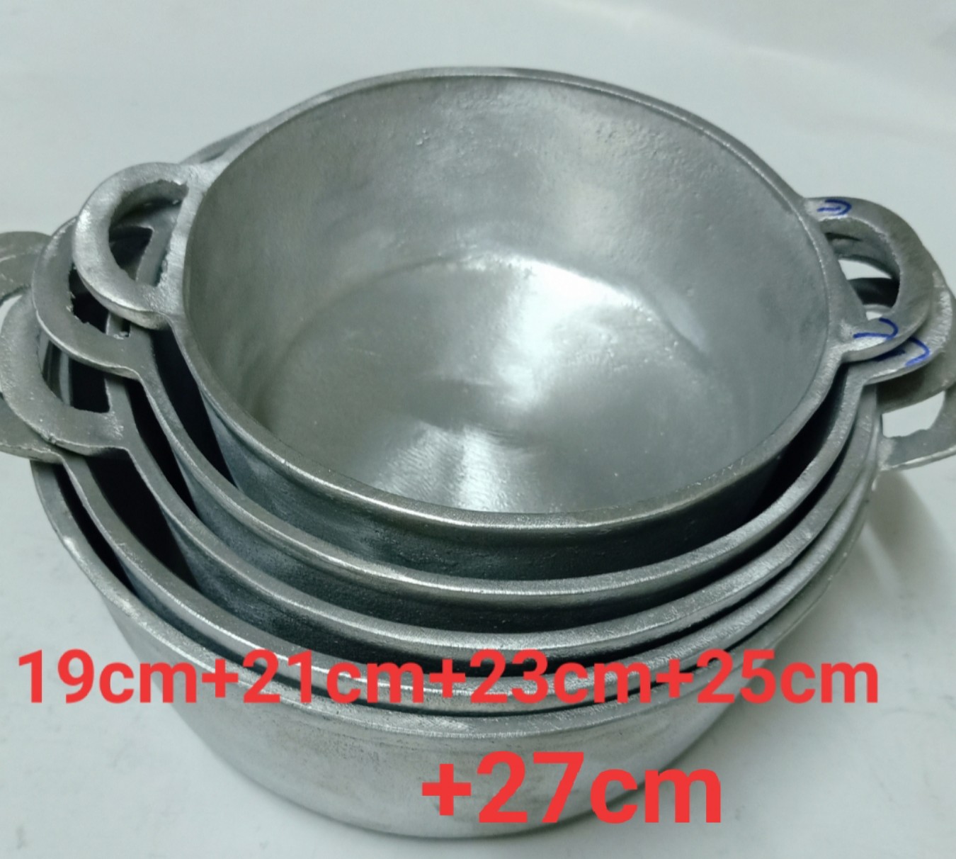 Bộ 5 nồi gang đường kính19cm + 21cm+23cm+25cm+27cm đã được mài trà