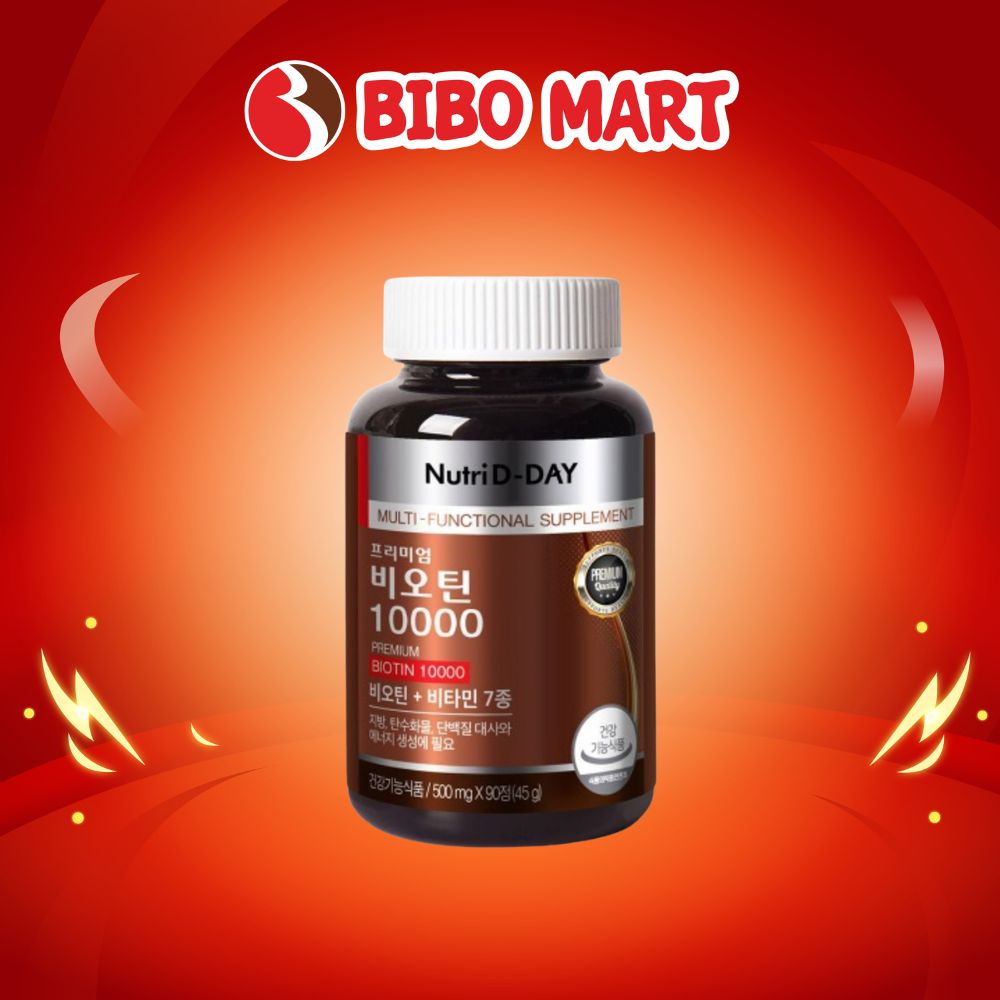 Viên Uống Biotin 10000 Nutri D-Day Lọ 90 Viên Dưỡng Tóc Móng Tái Tạo Năng Lượng - Bibo Mart