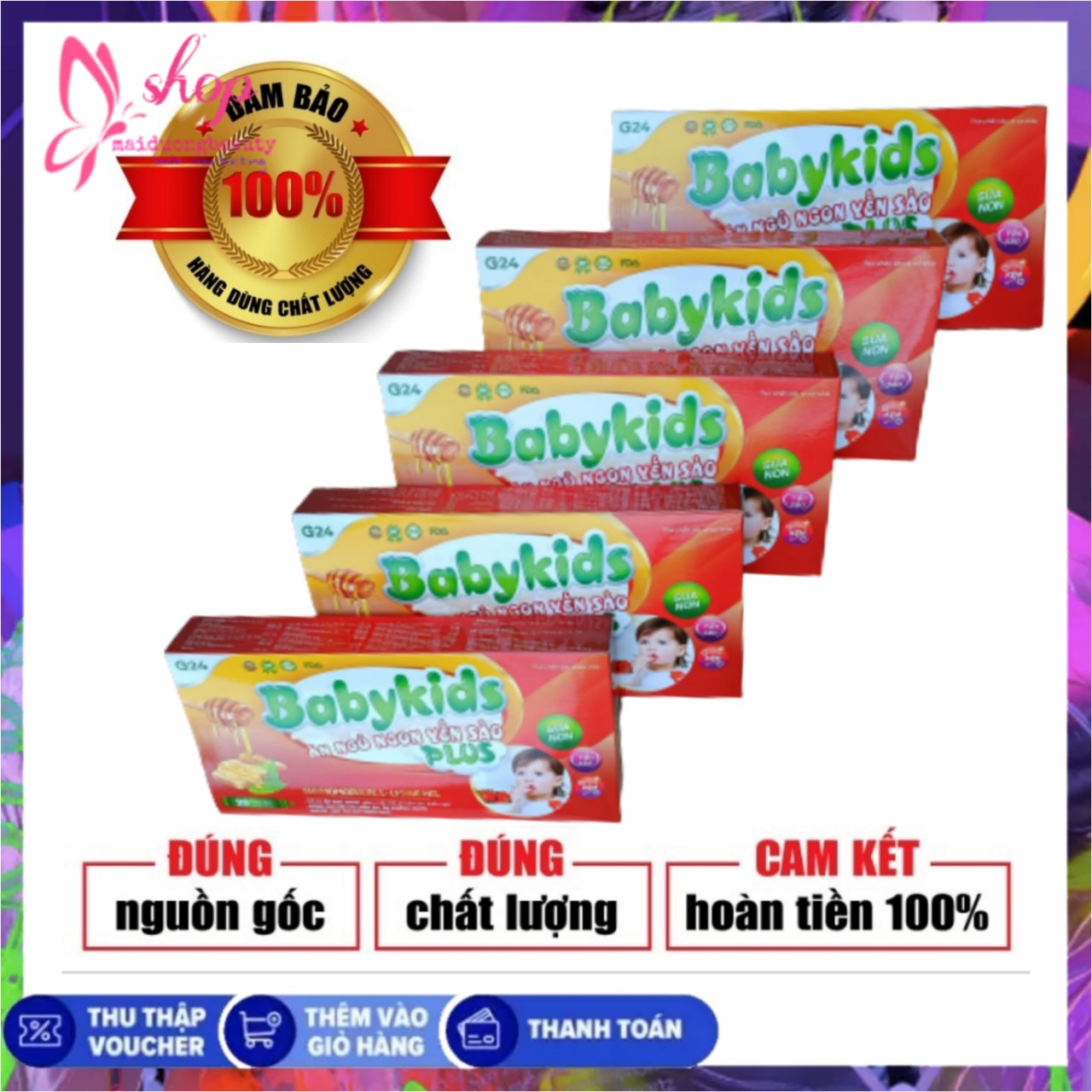 Combo 5 Babykids plus ăn ngủ ngon yến sào, giúp bổ sung dinh dưỡng,các loại vitamin, tăng cường sức đề kháng cho bé