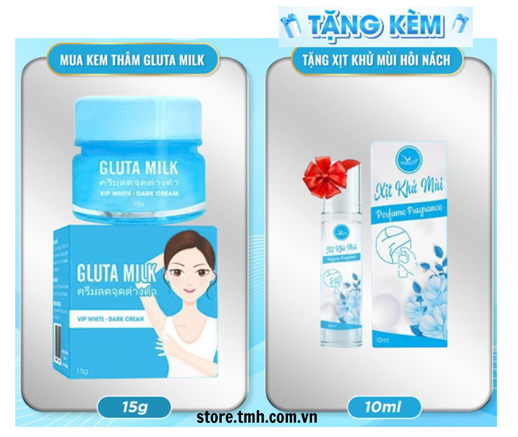 Kem khử thâm Gluta Milk hủ 15g tặng 1 típ 10ml, giảm thâm nách, thâm mông, thâm bẹn , thâm cổ, thâm khuỷ tay chân