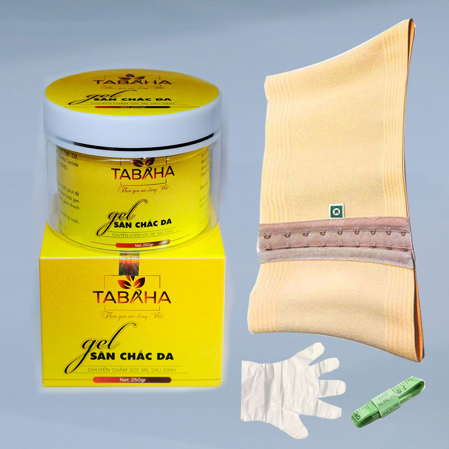 Kem tan mỡ TABAHA (250g) giúp giảm mỡ bụng kèm NỊT BỤNG Thước dây và bao tay